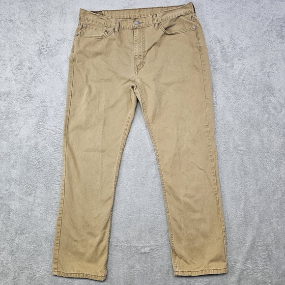 Levi's 514 Straight Fit Jeans Men's 38x31* Khaki Tan Cotton Twill Pants Mid Rise - Picture 2 of 9